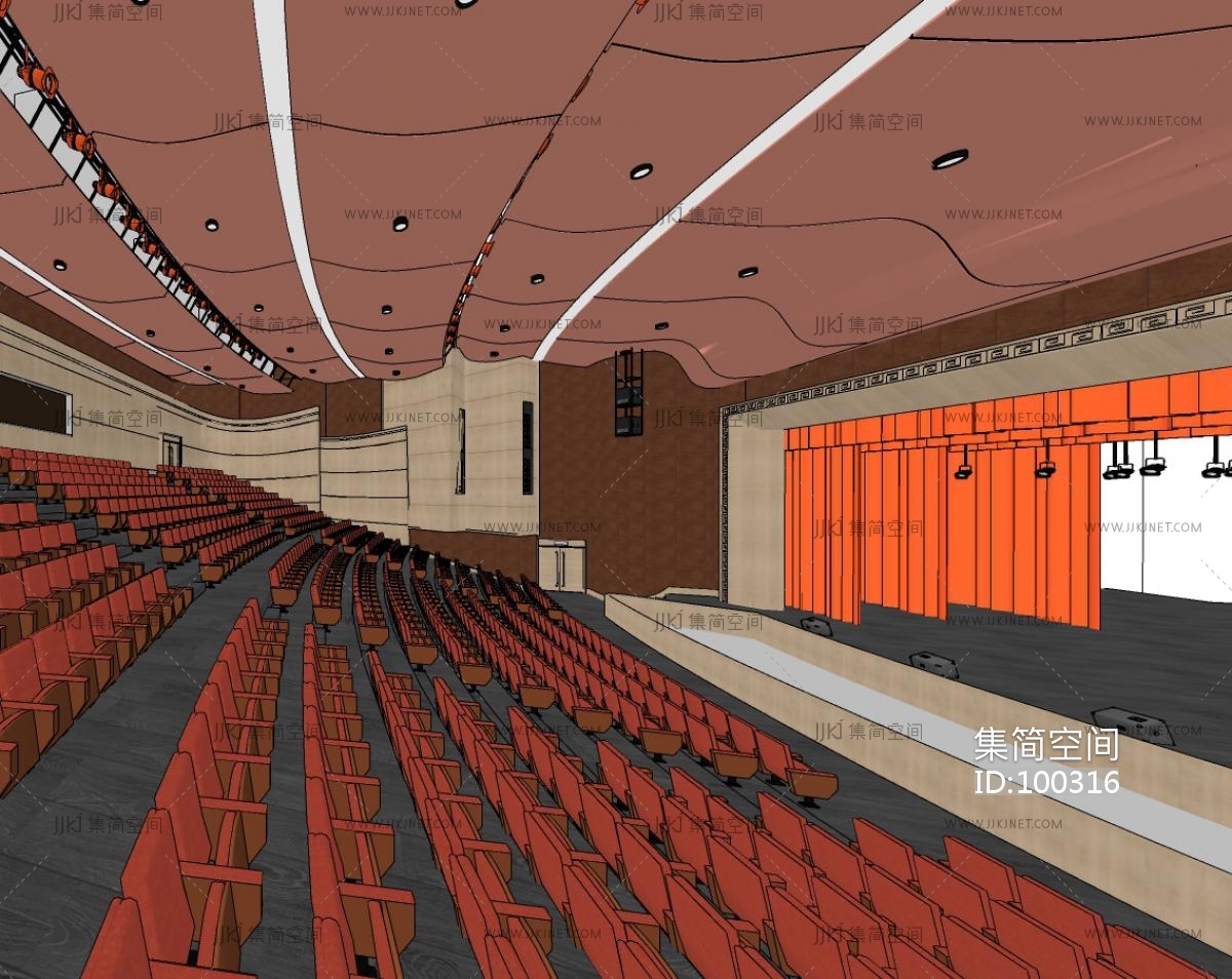 现代演艺厅剧院3d模型下载-【集简空间】「每日更新」