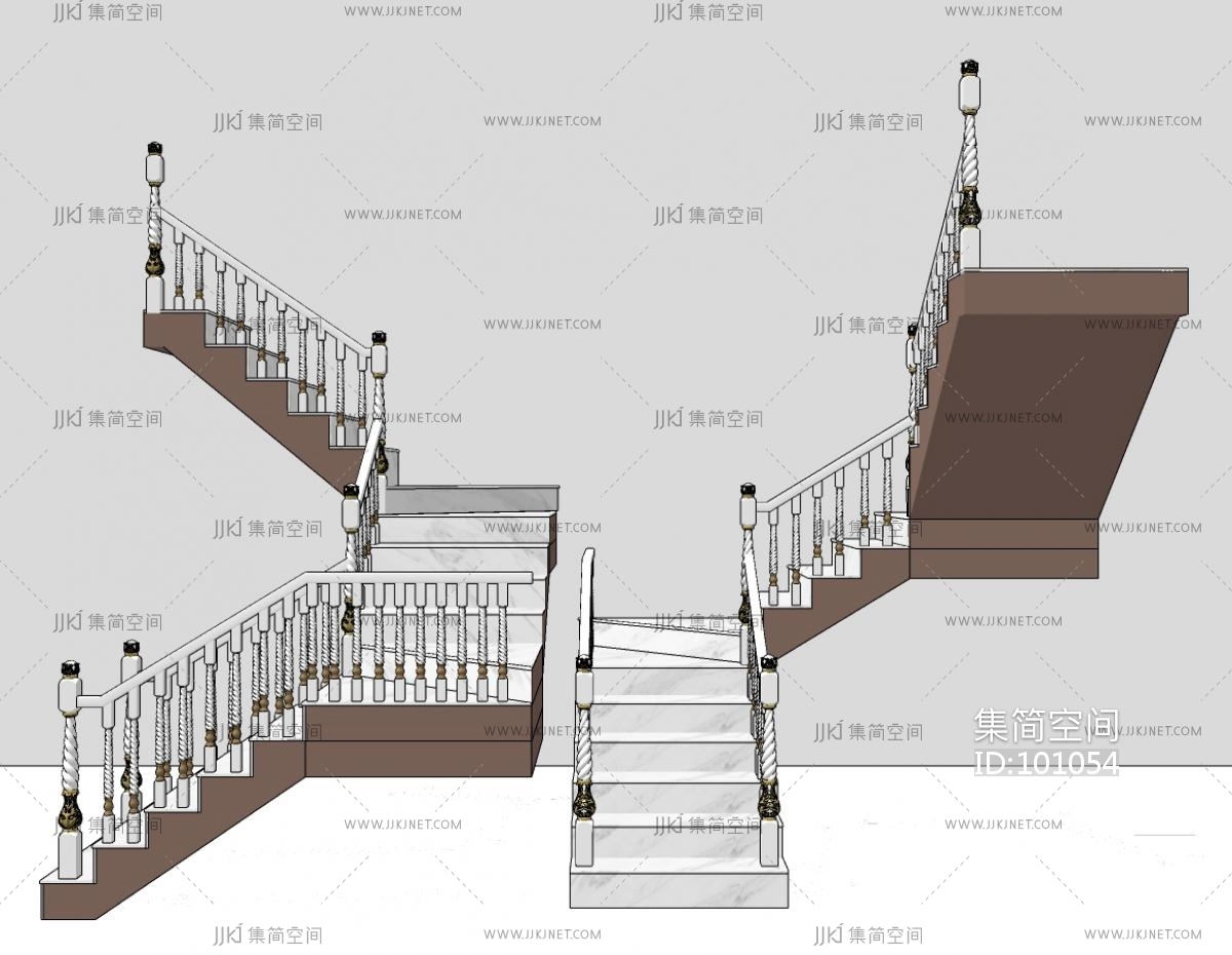 【转角楼梯3D模型】-现代VR有灯光有贴图MAX2014转角楼梯3d模型下载-ID717140-免费3Dmax模型库 - 青模3d模型网