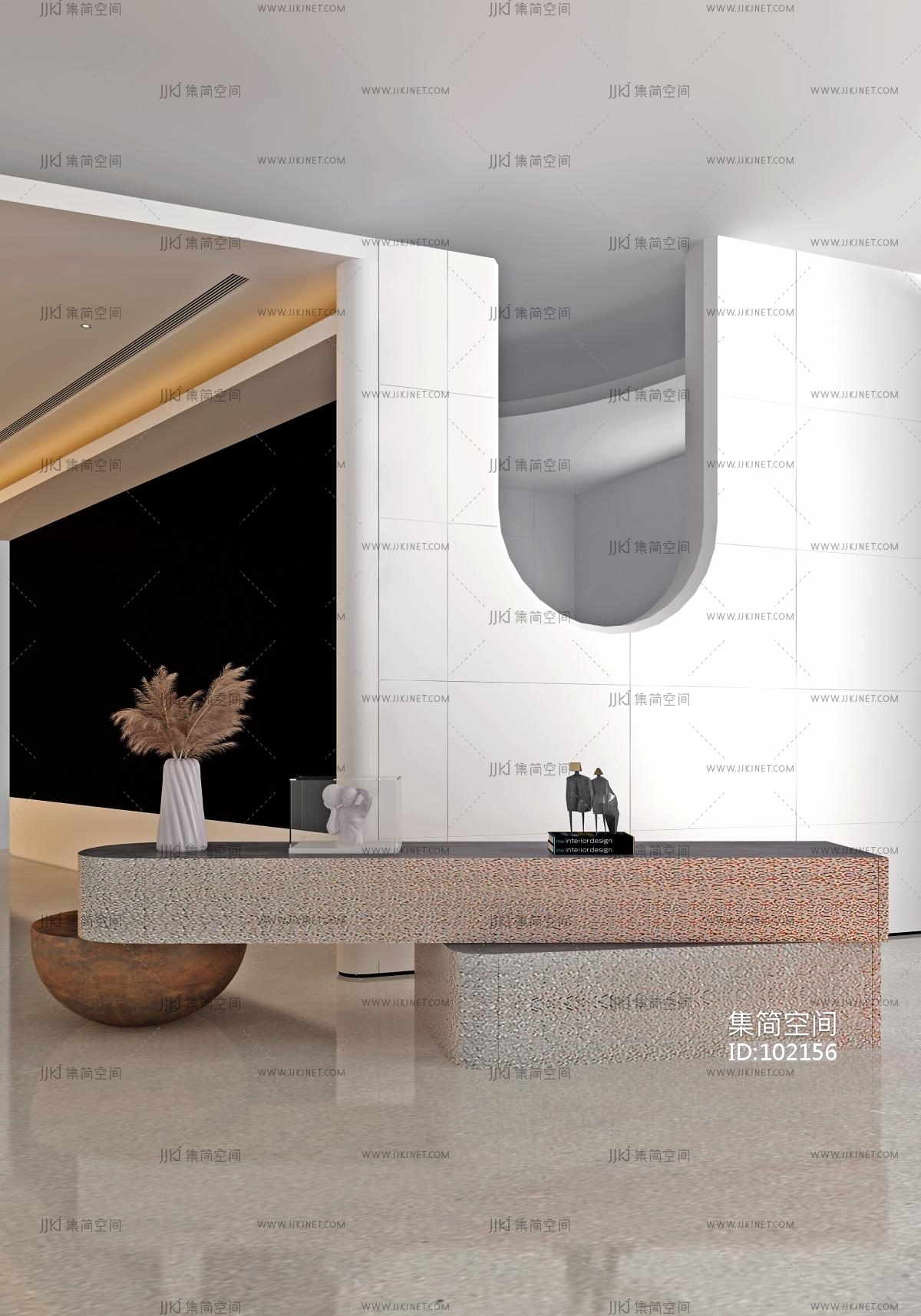 现代前台接待台3d模型下载-【集简空间】「每日更新」