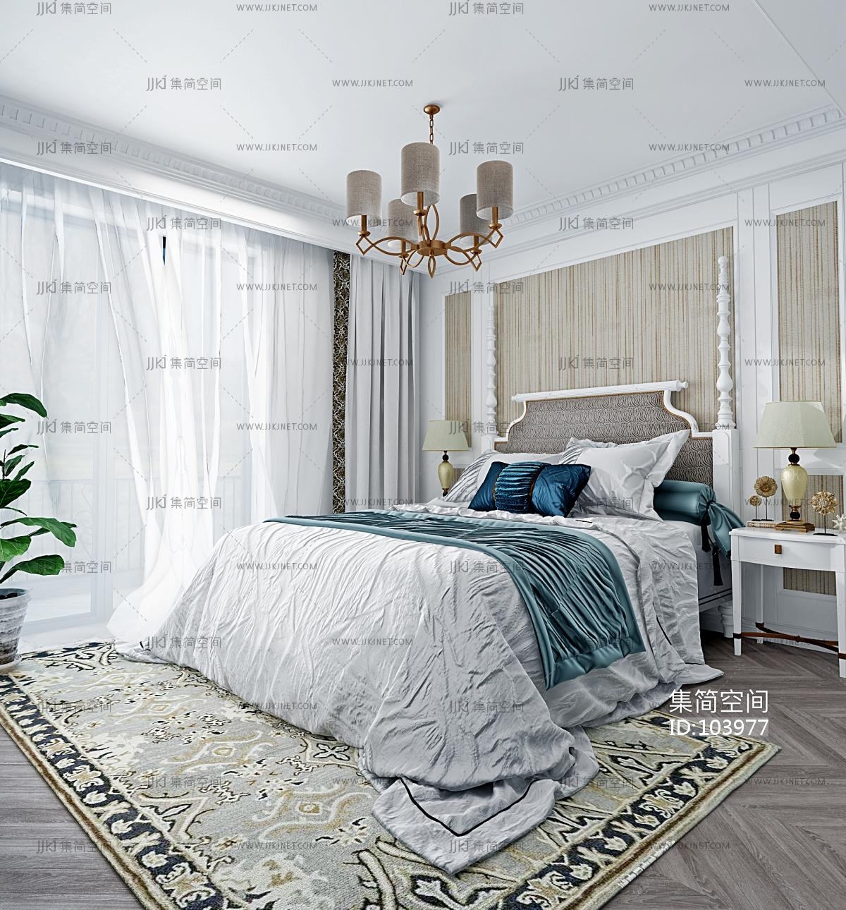 2013欧式风格别墅奢华80后双人床主卧室窗帘装修效果图 – 设计本装修效果图
