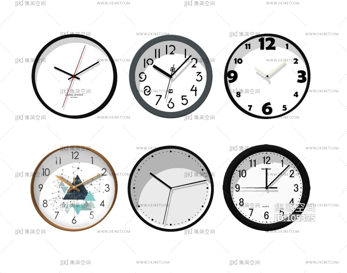 美式轻奢挂钟，挂钟，石英钟，钟表su草图模型下载-【集简空间】「每日更新」
