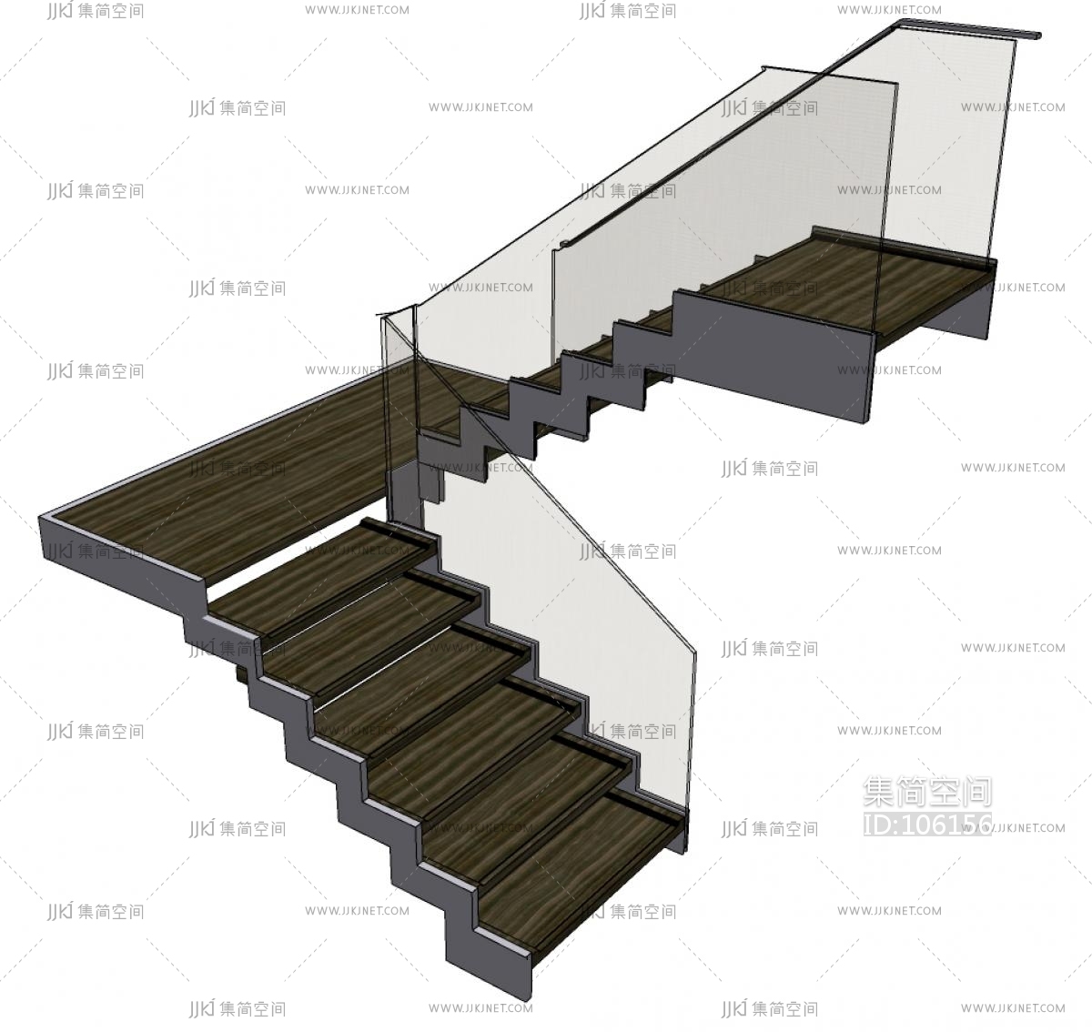 拐角楼梯 玻璃楼梯3d模型下载_ID12287019_3dmax免费模型-欧模网