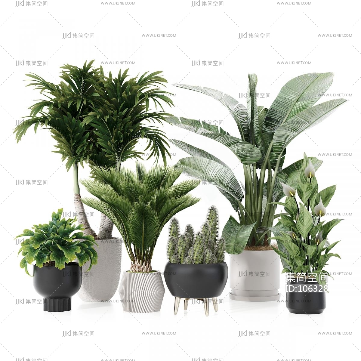 现代植物盆栽,盆景,大叶绿植芭蕉叶3d模型下载-【集简空间】「每日更新」
