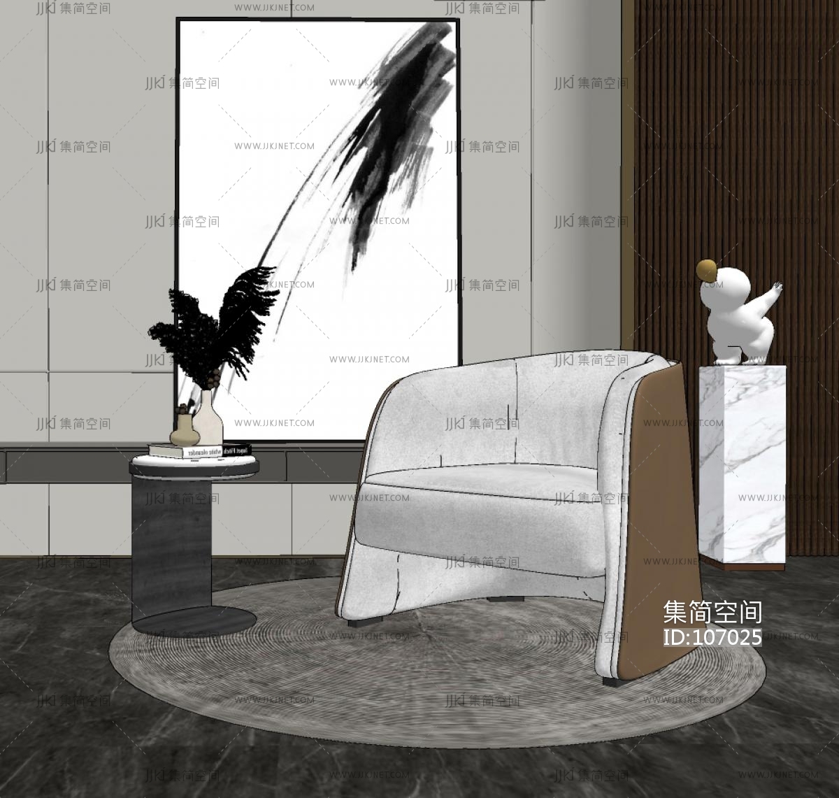 现代单人沙发,su草图模型下载-【集简空间】「每日更新」