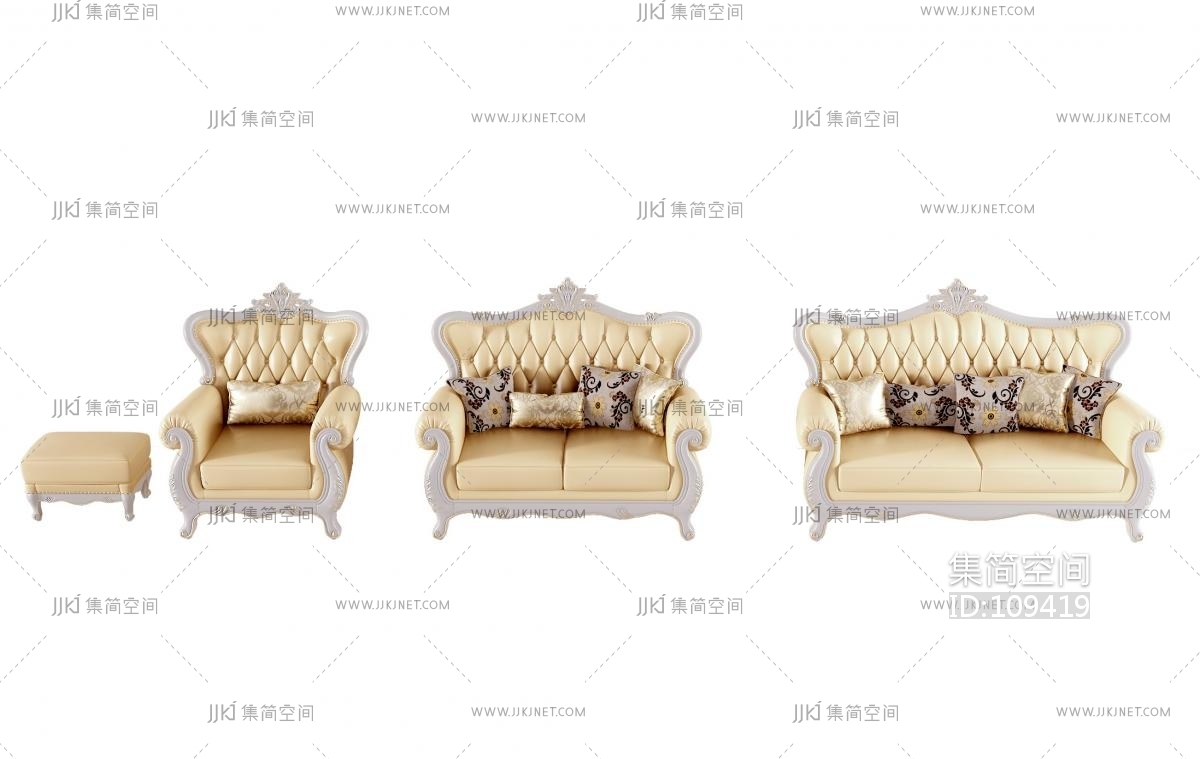 欧式古典雕花沙发组合,单人双人沙发 (2)3d模型下载-【集简空间】「每日更新」