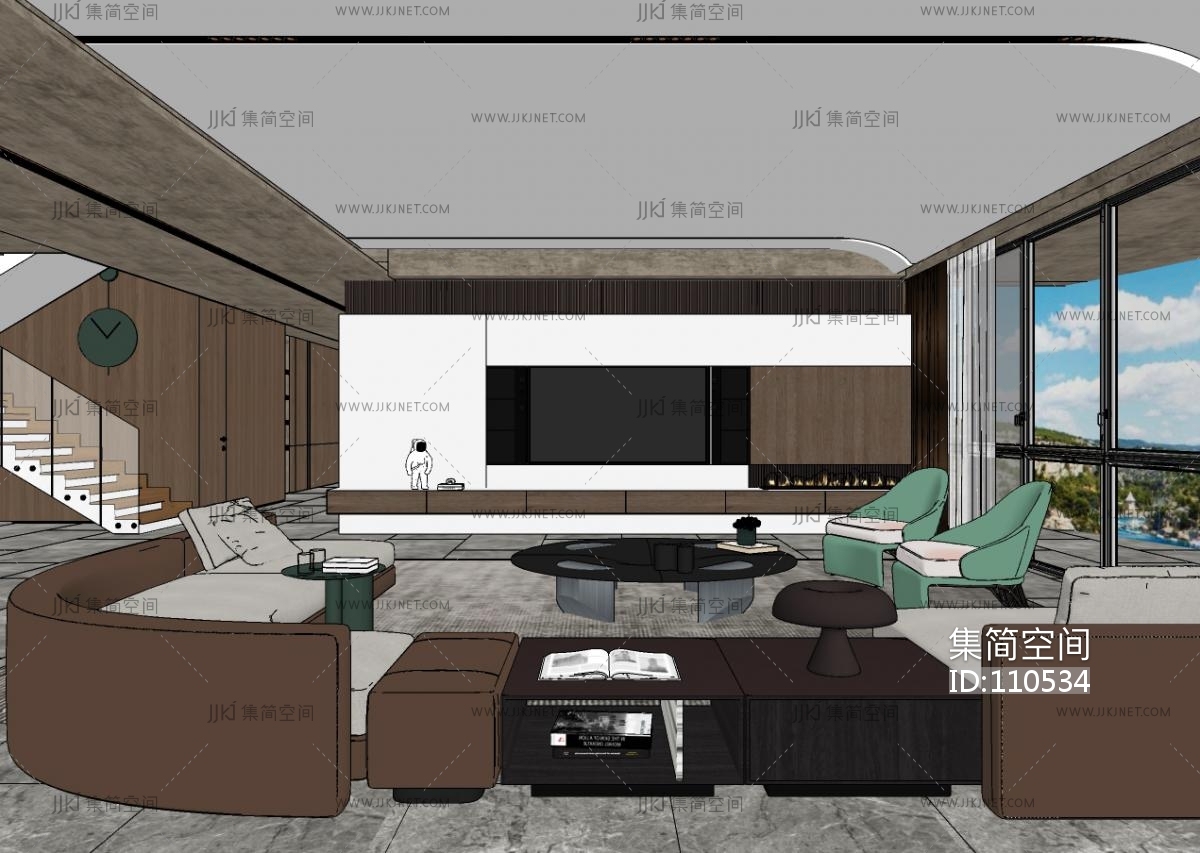 米洛提 Minotti 现代高级灰客厅su草图模型下载-【集简空间】「每日更新」