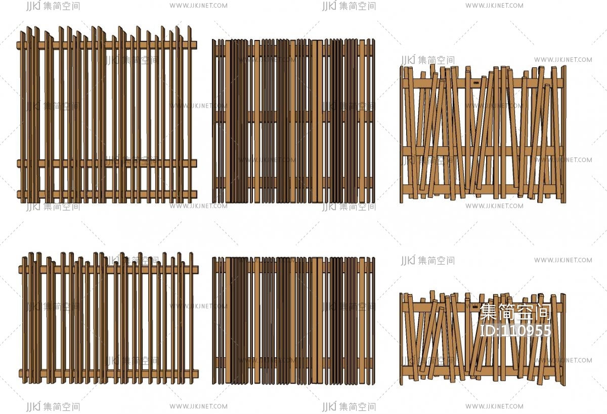 新中式栅栏围栏模型SU模型下载[ID:106121116]_建E室内设计网