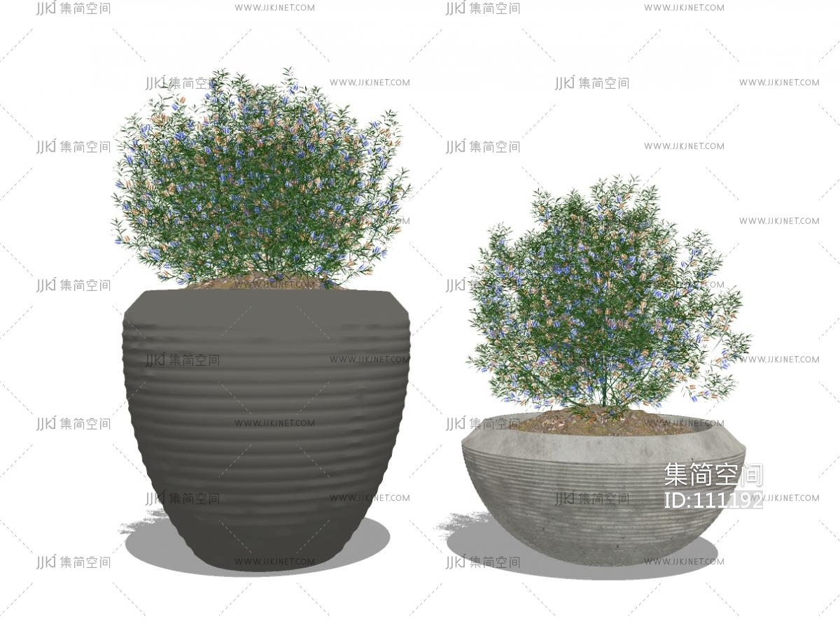 现代绿植盆栽su草图模型下载-【集简空间】「每日更新」