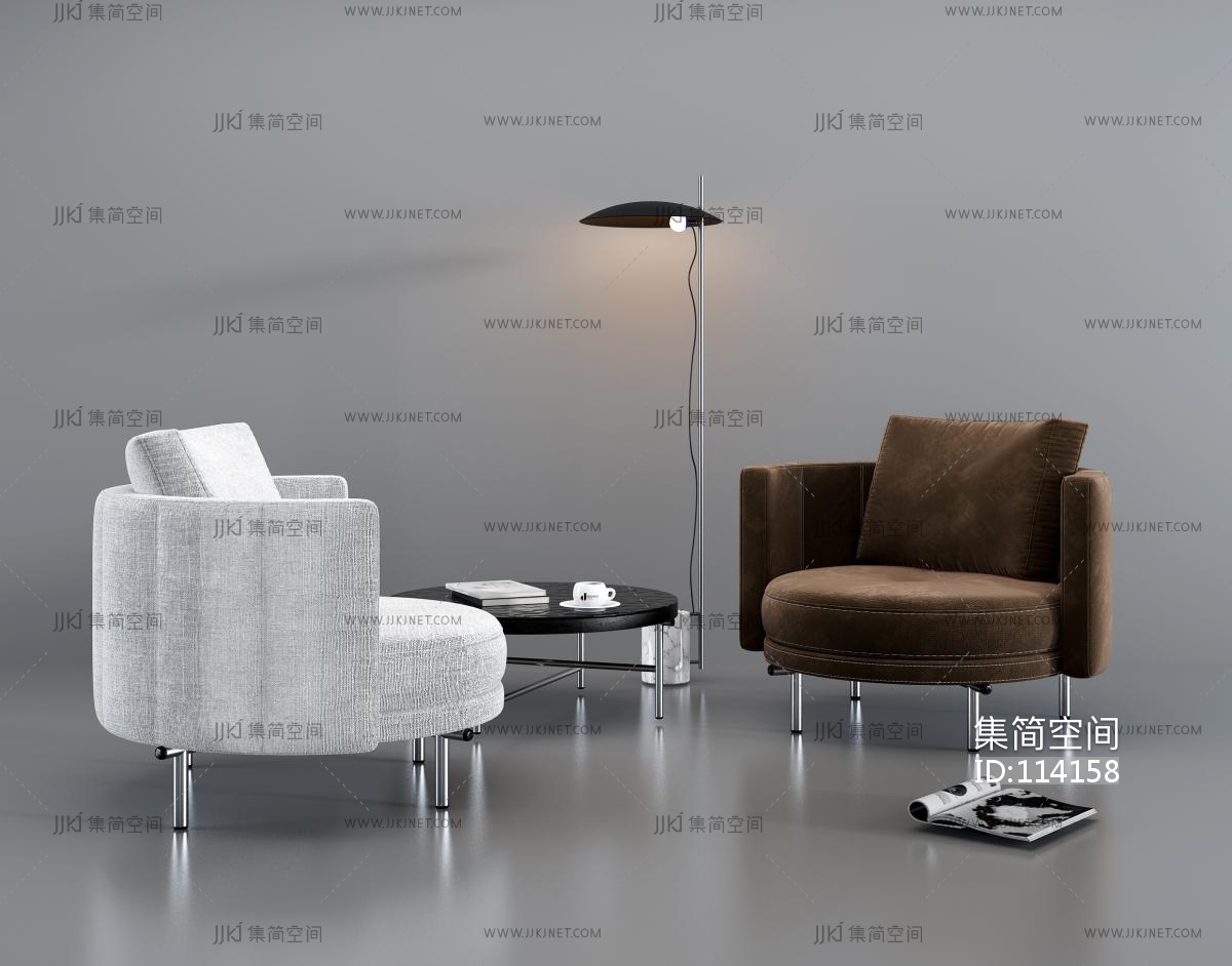 米洛提 Minotti 单人沙发茶几组合 3d模型下载-【集简空间】「每日更新」