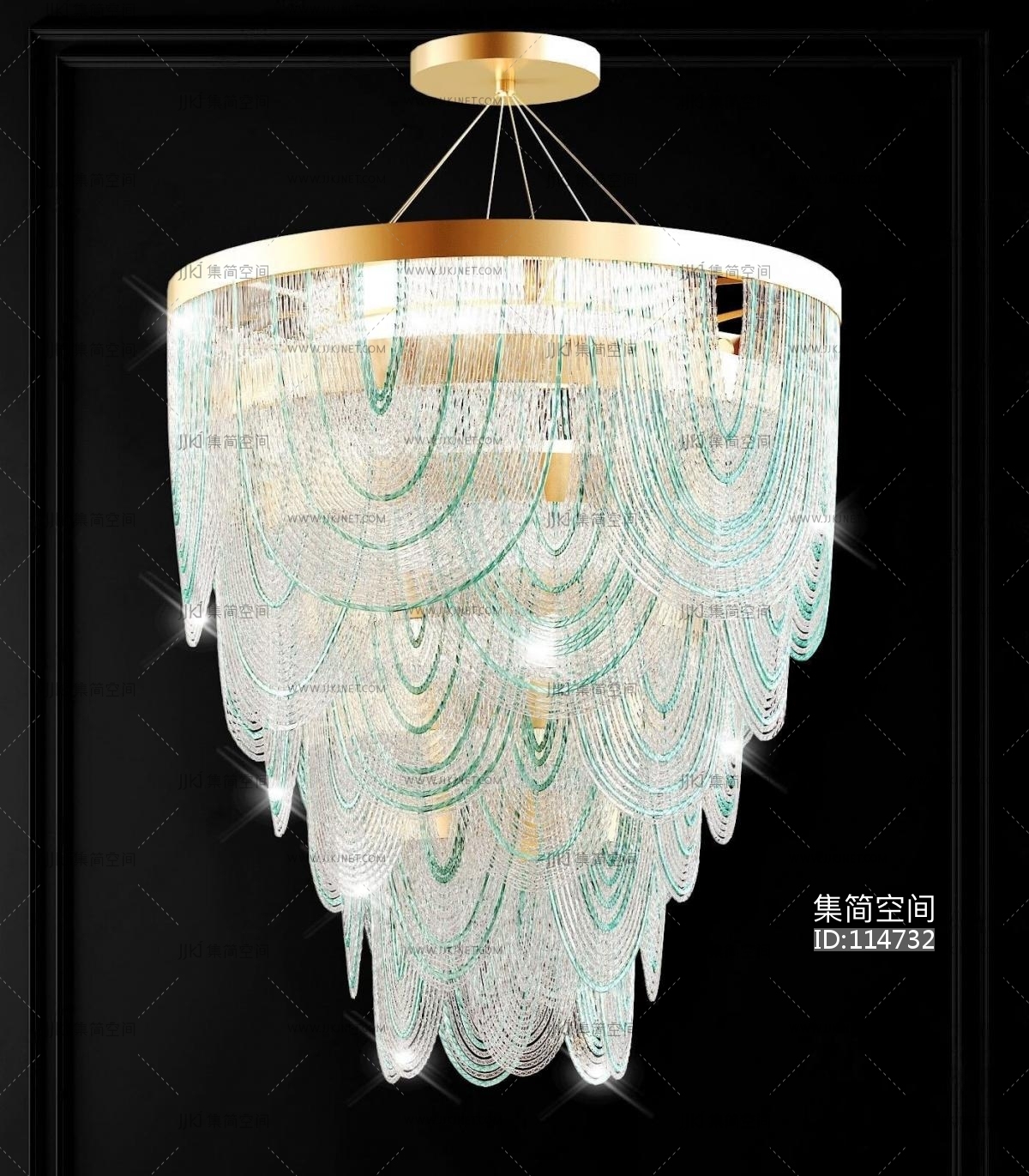 现代水晶吊灯su草图模型下载-【集简空间】「每日更新」