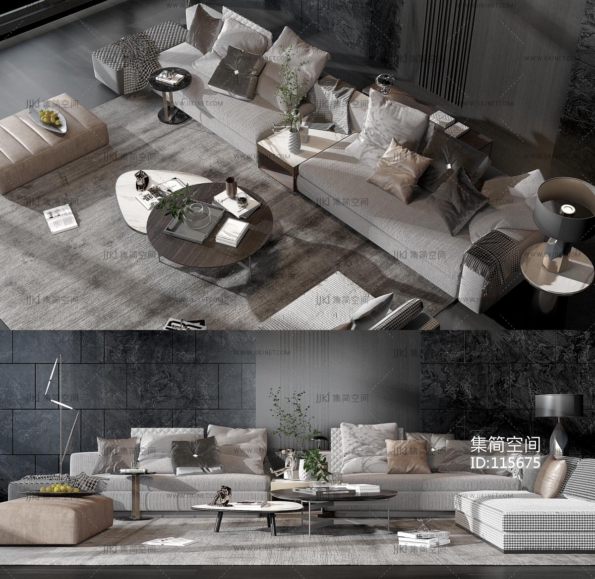 minotti 现代沙发茶几组合3d模型下载-【集简空间】「每日更新」