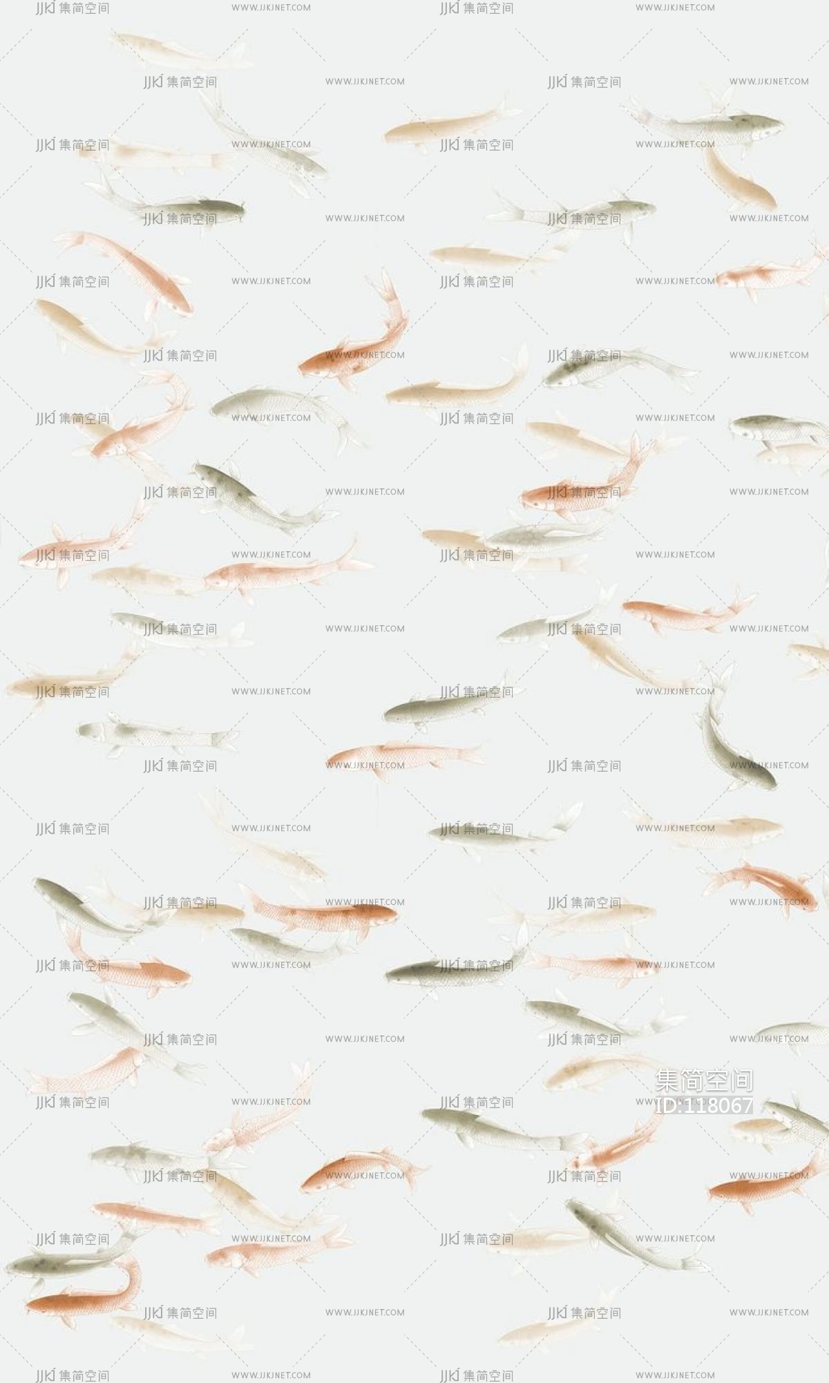 新中式鱼群壁纸壁布壁画