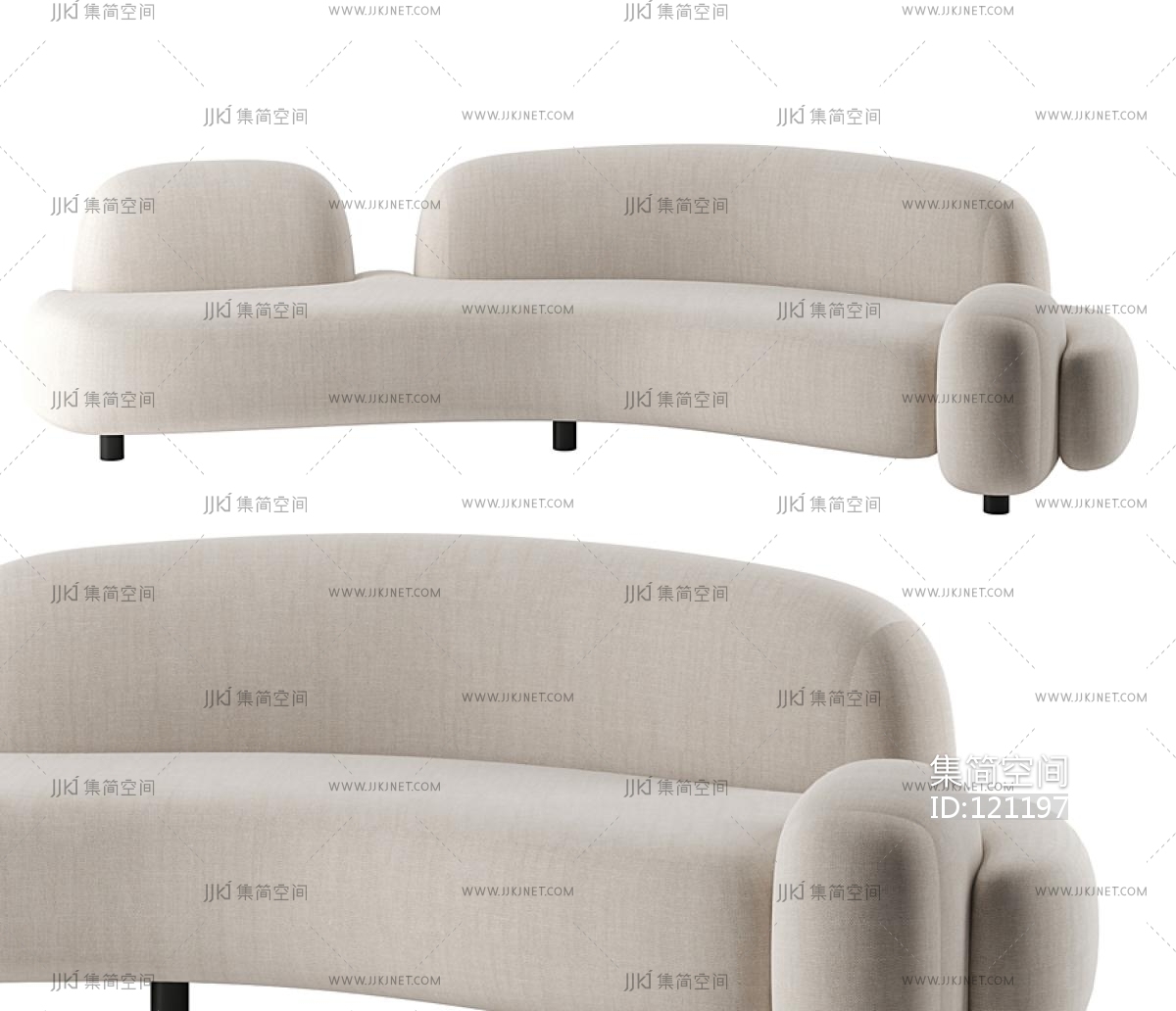 現代布藝弧形沙發
