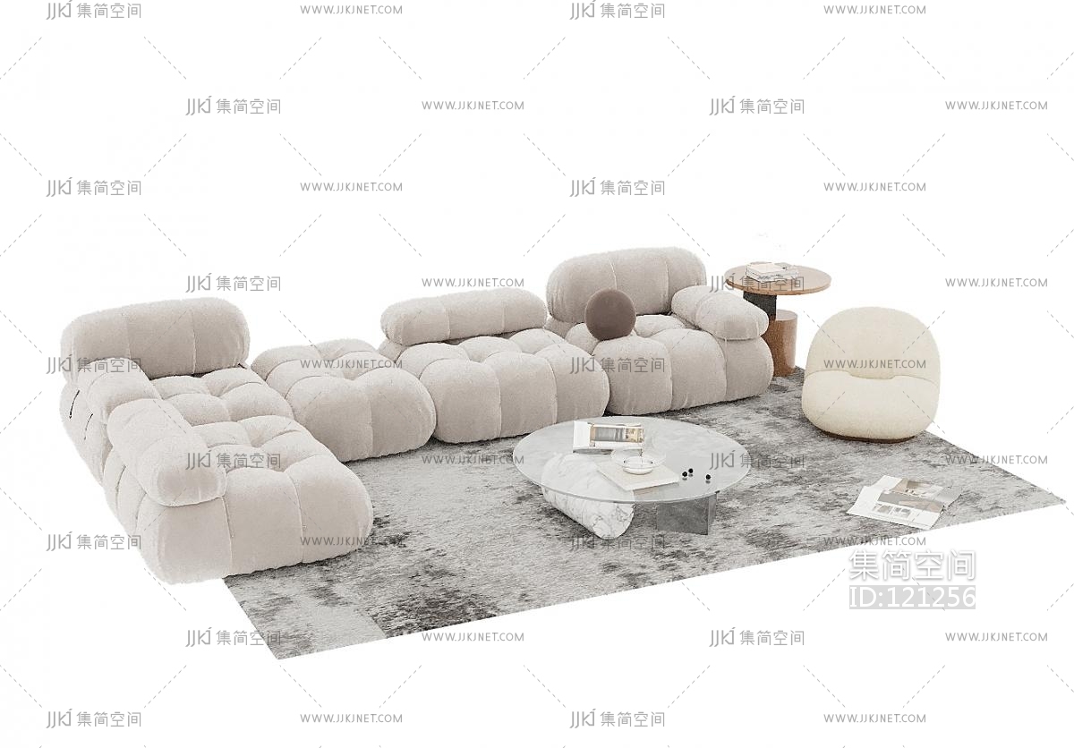 现代沙发转角沙发，单人沙发茶几组合cr