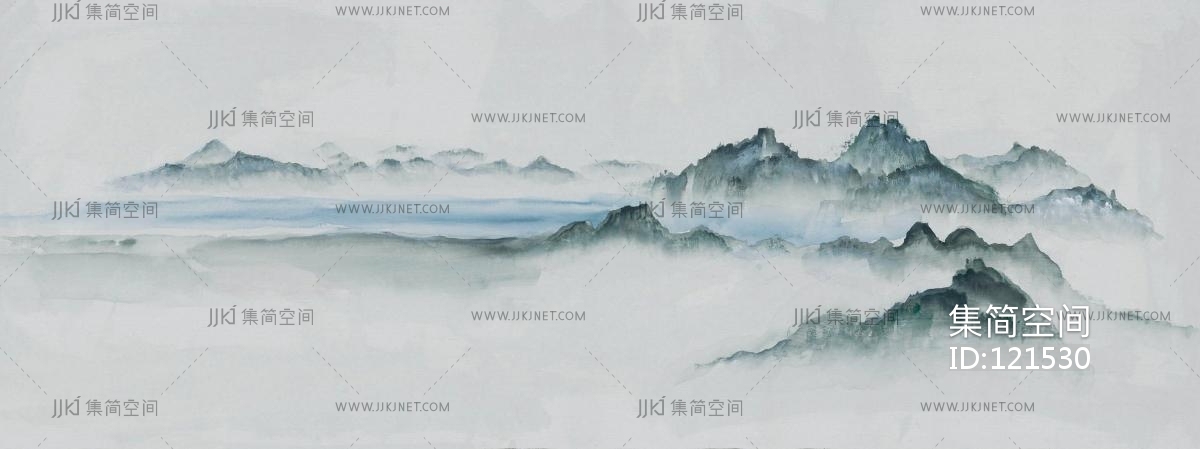 新中式山水背景畫壁紙屏風畫 (2)