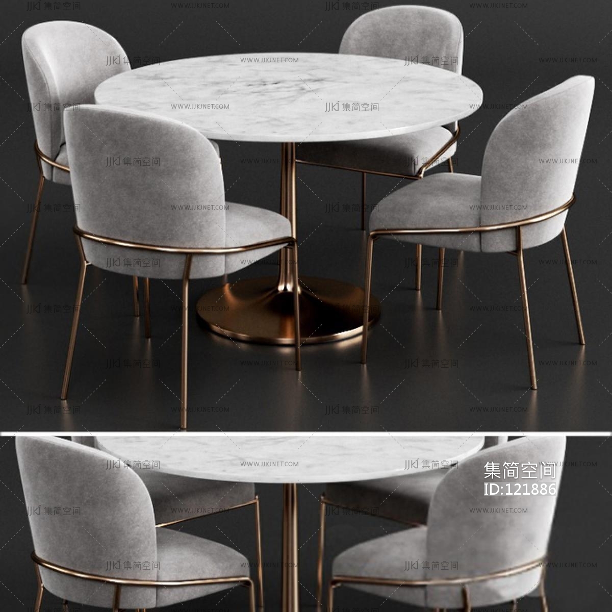 Z06-0103新中式圆形餐桌椅组合3d模型下载-【集简空间】「每日更新」