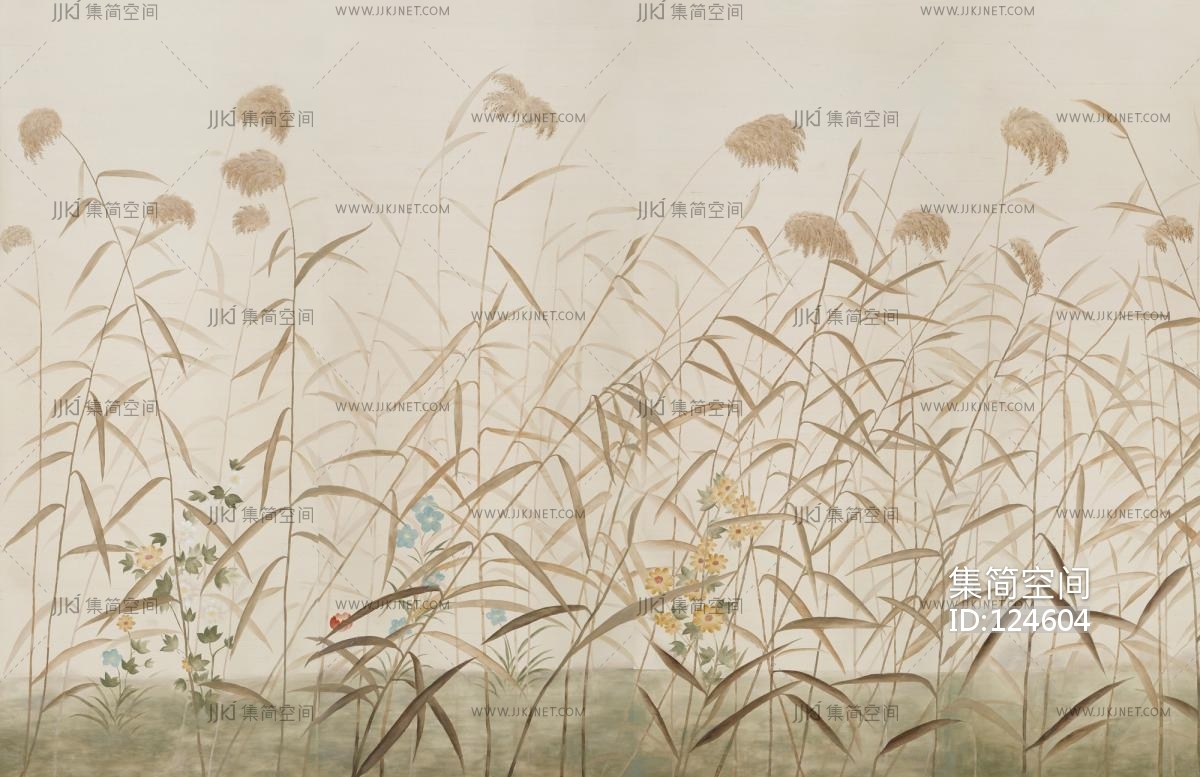现代卢苇草背景壁纸壁布壁画 (5)