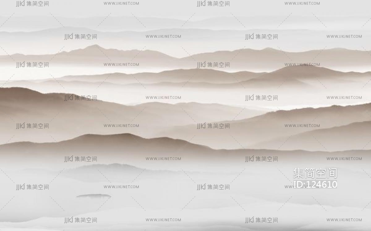 新中式山脉背景壁纸壁布壁画屏风画 (3)