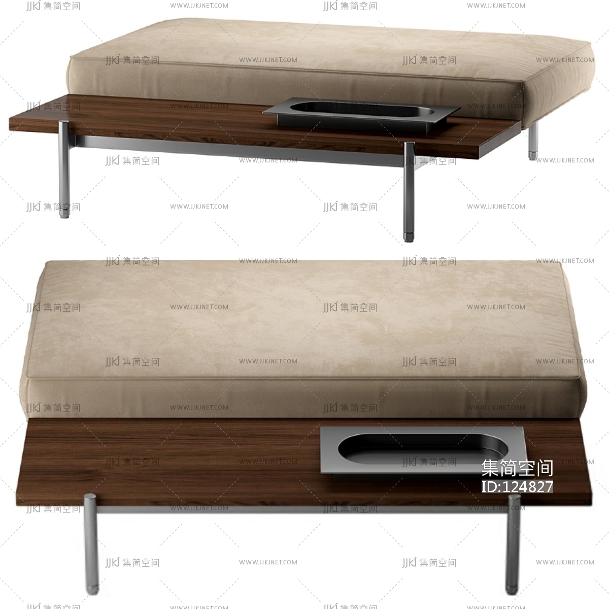 Minotti 皮革床尾脚踏3d模型下载-【集简空间】「每日更新」