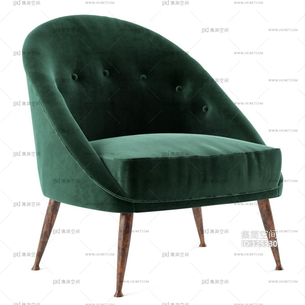 绿色棉质天鹅绒休闲椅