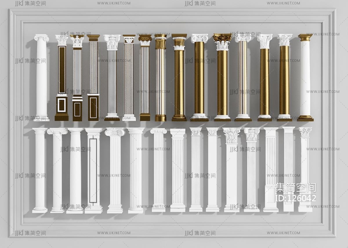 欧式罗马柱石膏柱子雕花罗马柱 | 铅笔汇-高品质SU模型交流分享平台