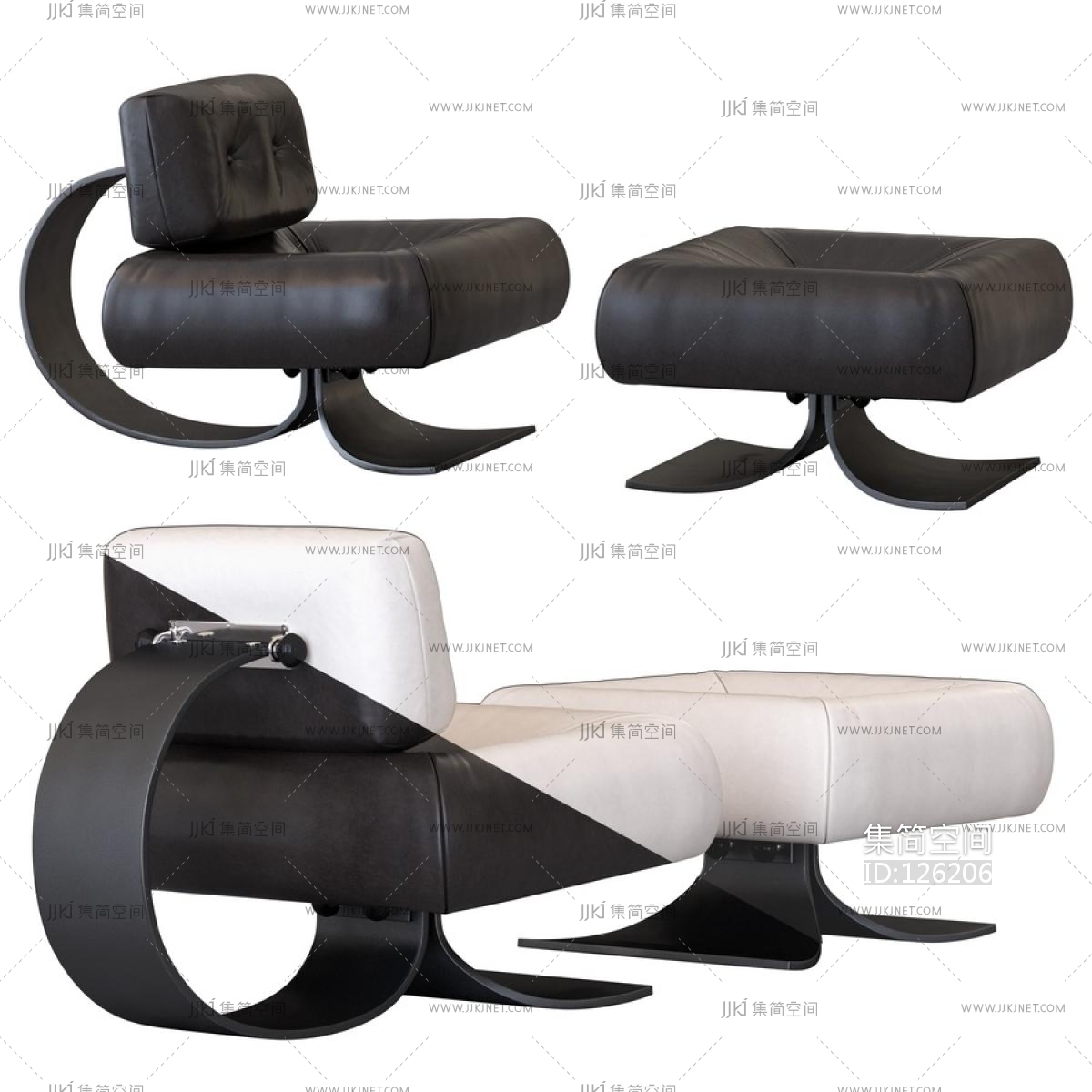 现代皮革休闲沙发脚凳