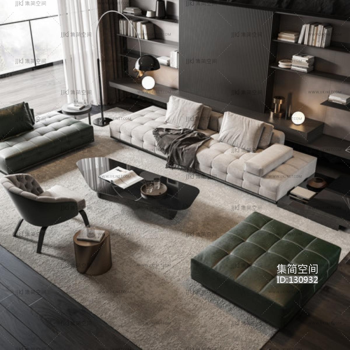 Minotti 现代沙发茶几组合su草图模型下载-【集简空间】「每日更新」