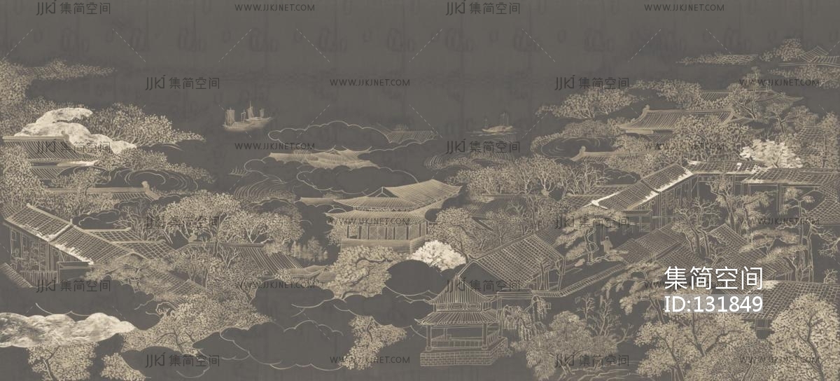 新中中式背景壁纸壁布背景画