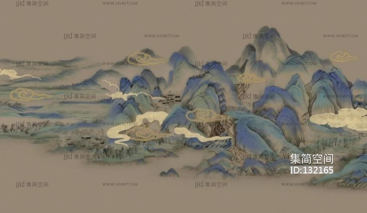 1新中式山水，山脉北京壁纸壁布背景画， (5)