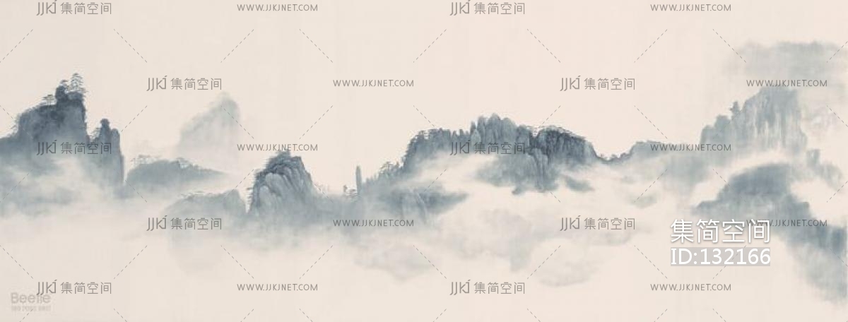 1新中式山水，山脉北京壁纸壁布背景画， (6)
