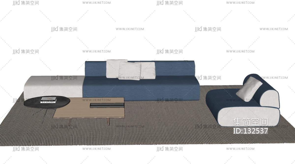 现代沙发茶几组合su草图模型下载-【集简空间】「每日更新」