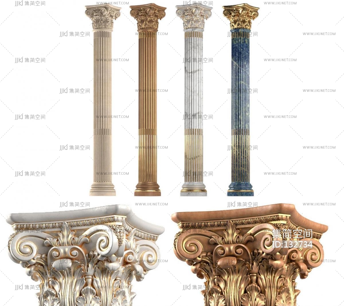 欧式罗马柱 石膏柱 柱子3d模型下载_ID14056938_3dmax免费模型-欧模网