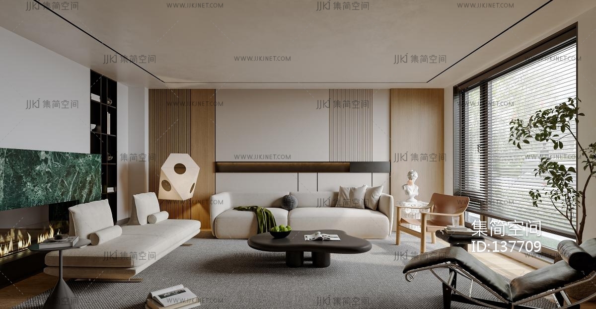 现代客厅su模型su草图模型下载-【集简空间】「每日更新」
