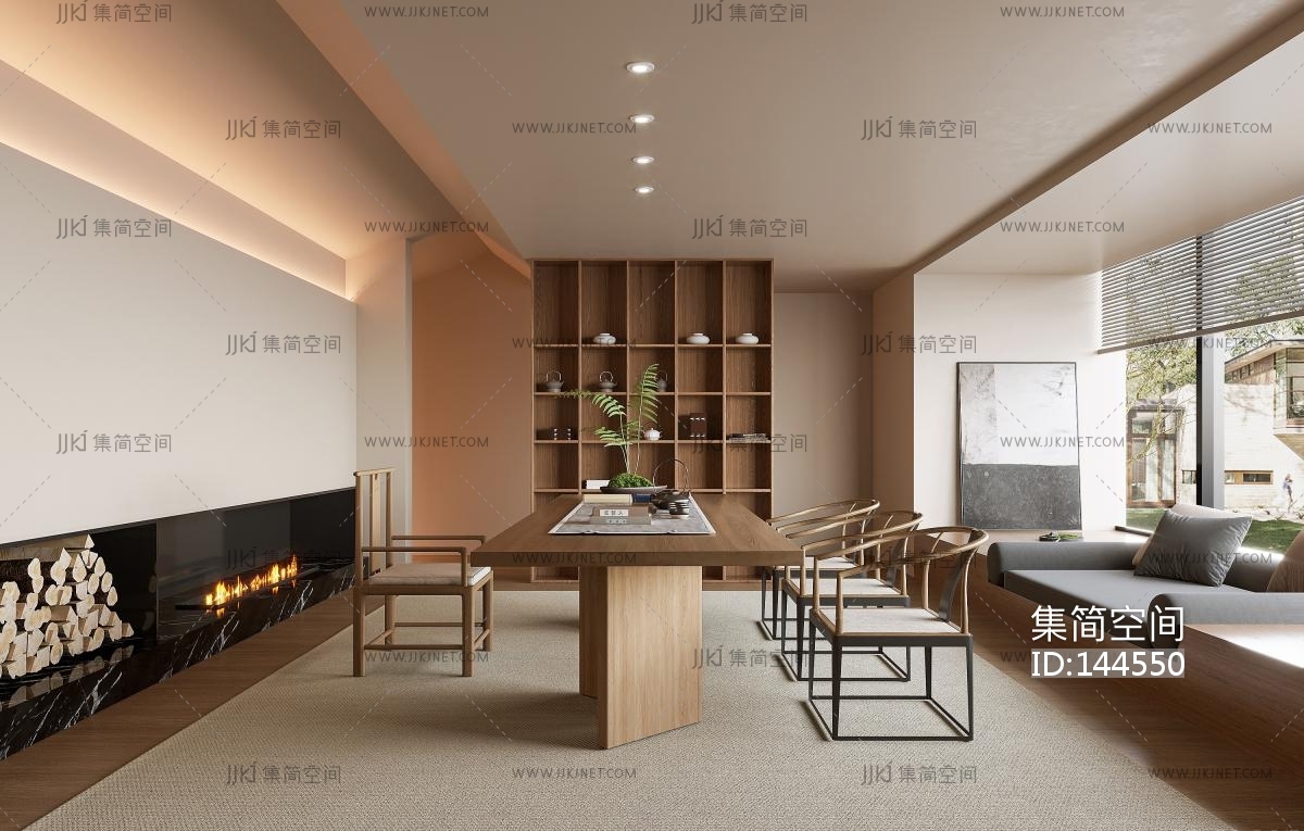 新中式茶室su草图模型下载-【集简空间】「每日更新」