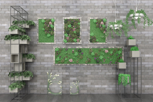 Z14-1119现代花架盆栽绿植墙组合