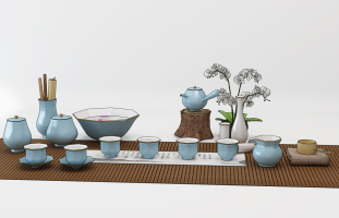 H31-1124新中式陶瓷花瓶花卉茶具组合