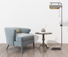 H09-0401现代单人沙发椅子边几茶几落地灯组合