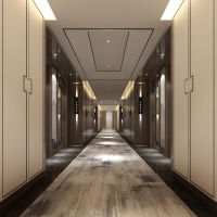 H07-0420现代新中式酒店客房走廊