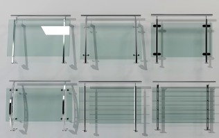 H03-0510现代不锈钢玻璃栏杆扶手组合