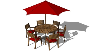 02-5户外木桌椅子遮阳伞组合
