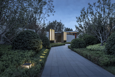 中式会所窗口室外外景贴图 (33)