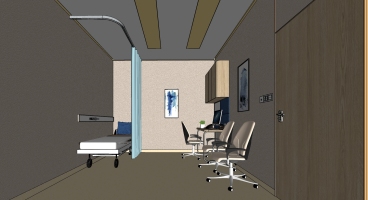 07-6医疗空间诊室病床设备带木制桌子椅子组合