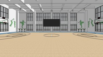 31室内运动场馆  篮球架 健身器材 休息座椅 组合 (2)