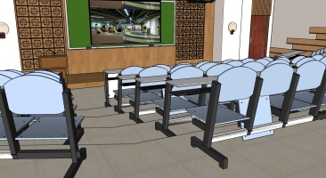 02中式多媒體教室電教室連排座椅組合