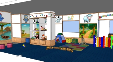 25幼儿园娱乐室儿童玩具 木制收纳架组合