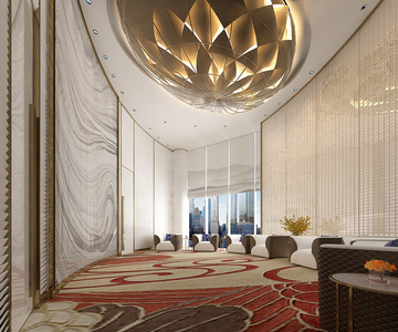 H06-0611现代新中式贵宾接待室异形吊灯莲花吸顶灯组合