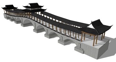 中式古建凉亭连廊桥 (4)