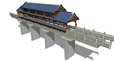 中式古建凉亭连廊桥 (5)