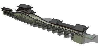 中式古建凉亭连廊桥 (8)