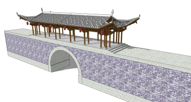中式古建凉亭连廊桥门楼 (2)
